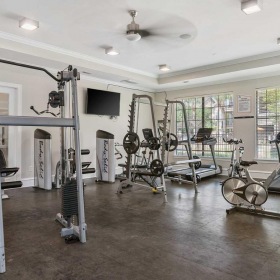 Quick access to state-of-the-art amenities a gym with exercise equipment